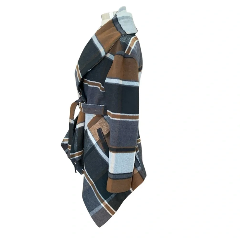 Shawl collar belt tie jacket coat